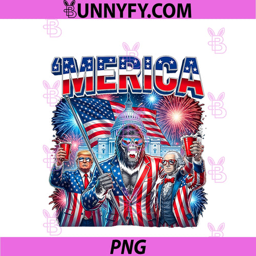 250 Years America Anniversary 250th Trump PNG, Washington Bigfoot PNG