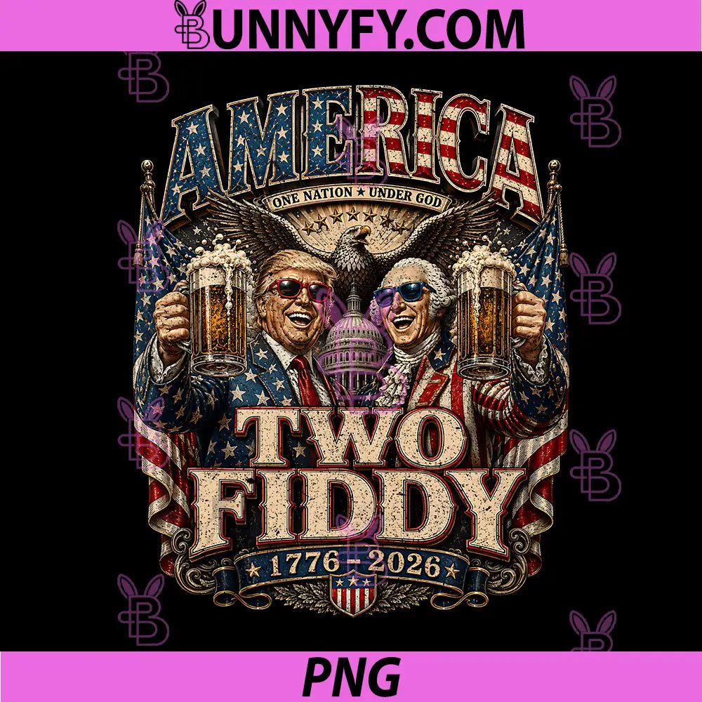 250 Years America Anniversary PNG, 250th Trump Washington 2 Fiddy PNG