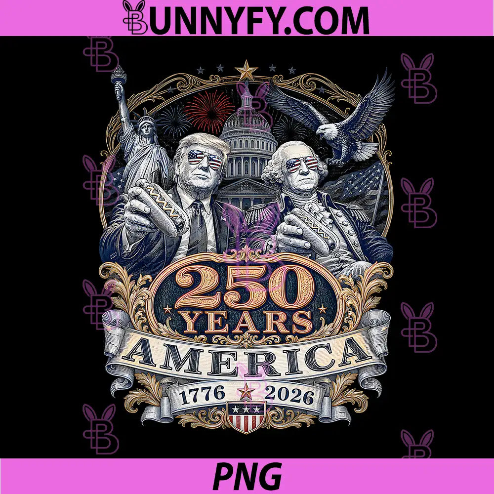 250 Years America Anniversary PNG, 250th Trump Washington Vintage PNG