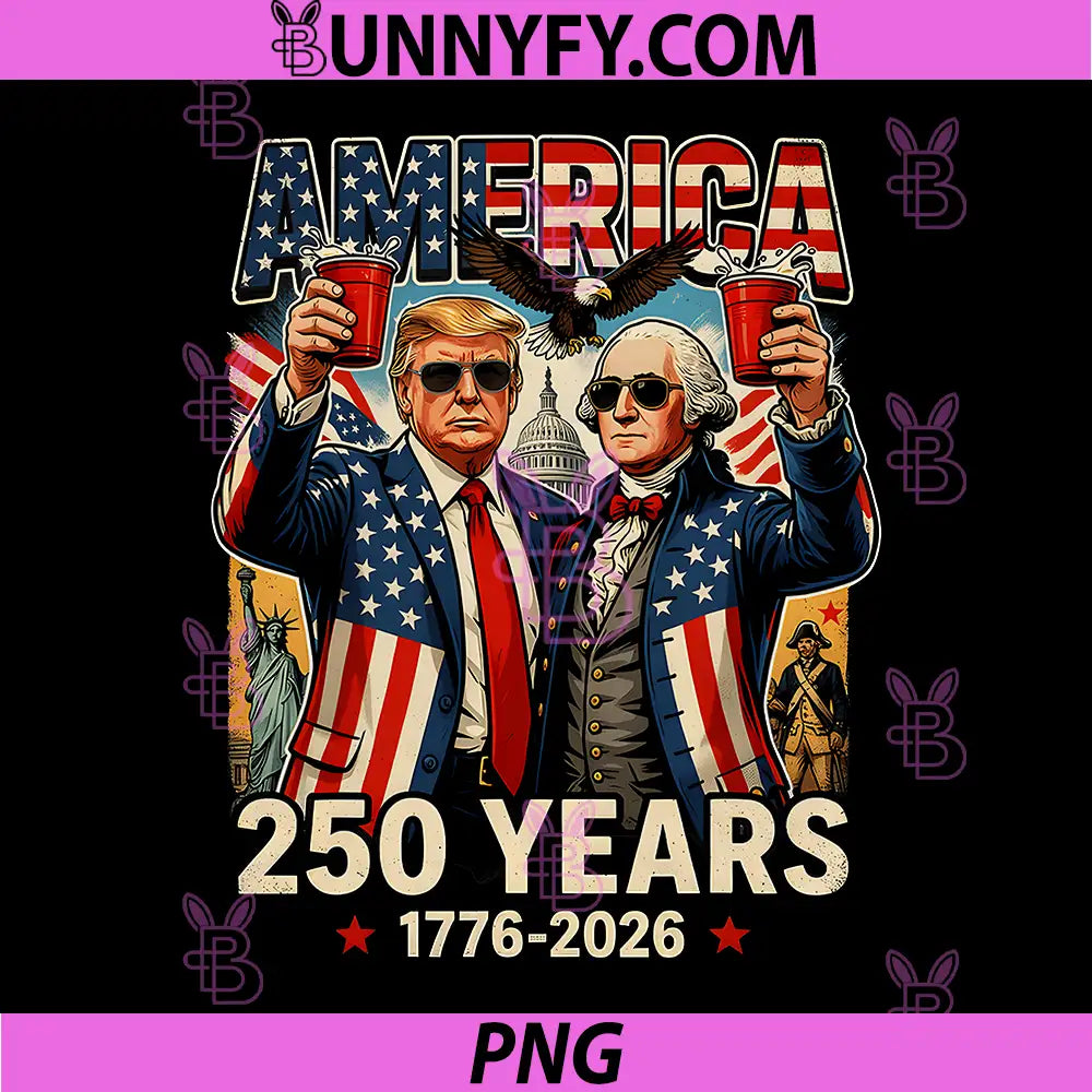 250 Years America Anniversary PNG, 250th Trump Washington Vintage PNG