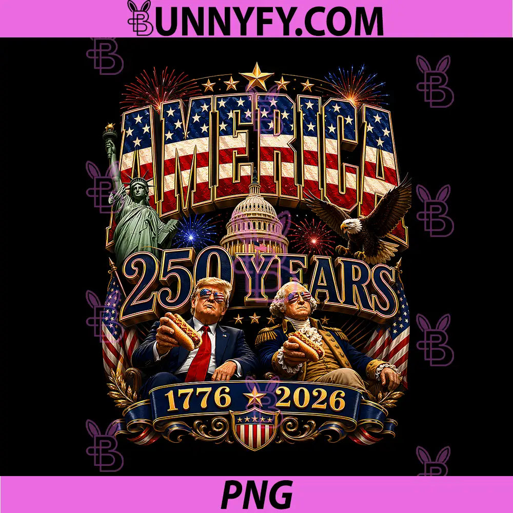 250 Years America Anniversary PNG, 250th Trump Washington Vintage PNG