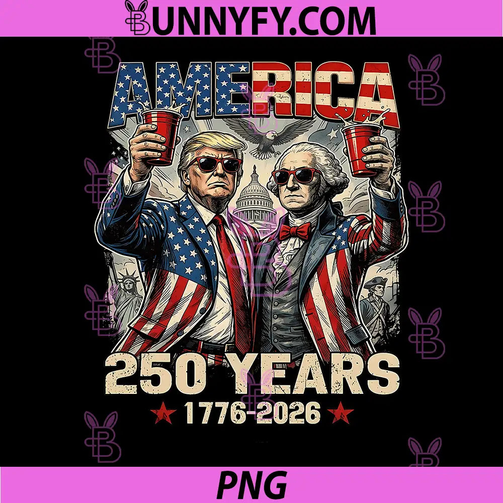 250 Years America Anniversary PNG, 250th Trump Washington Vintage PNG