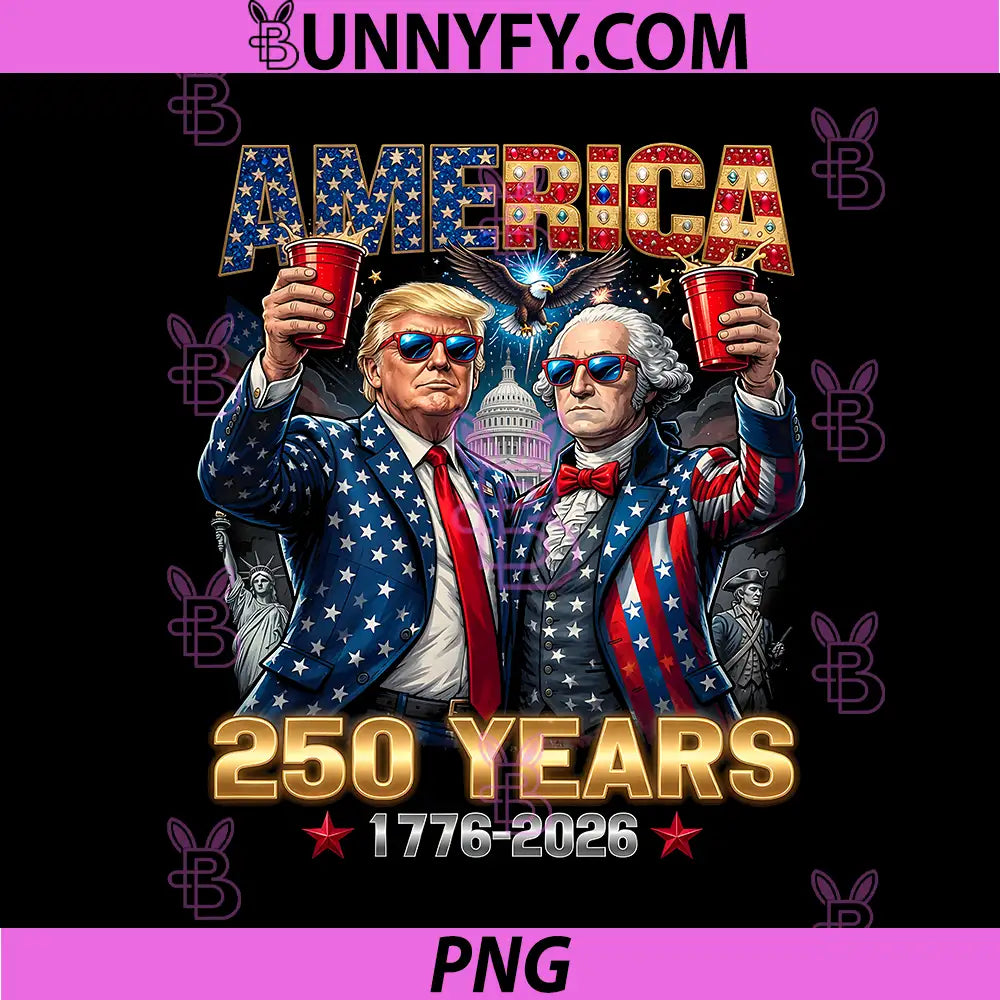 250 Years America Anniversary PNG, 250th Trump Washington Vintage PNG