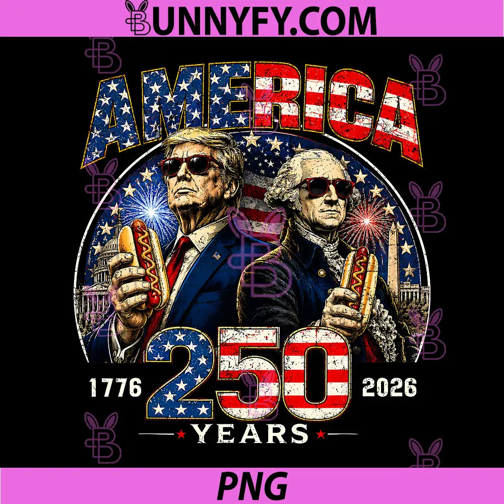 250 Years America Anniversary PNG, 250th Trump Washington Vintage PNG