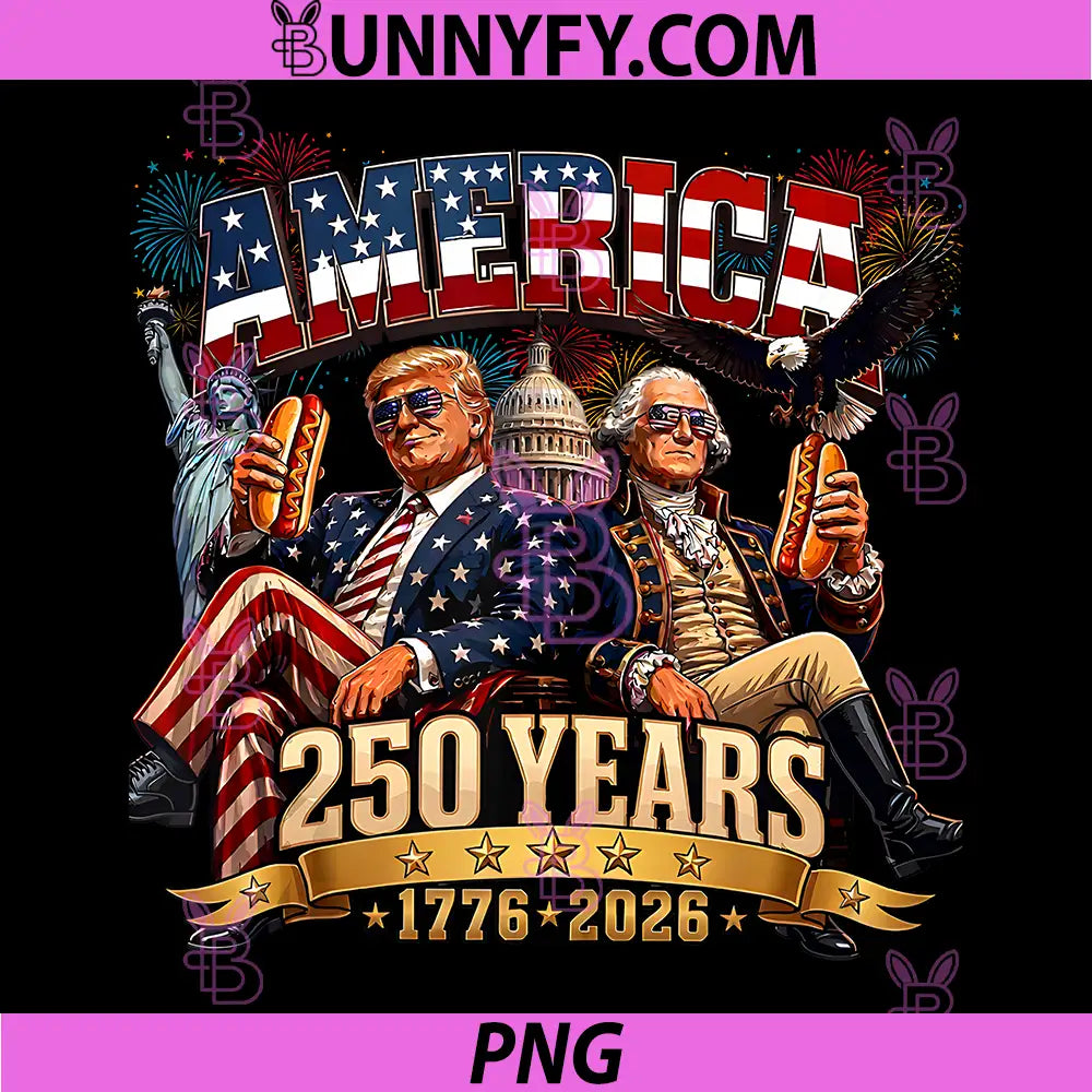 250 Years America Anniversary PNG, 250th Trump Washington Vintage PNG