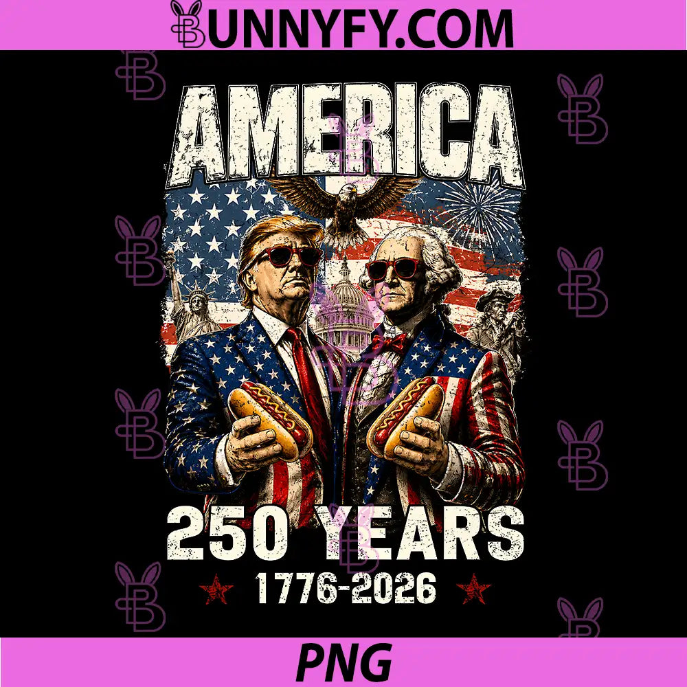 250 Years America Anniversary PNG, 250th Vintage Trump Washington PNG