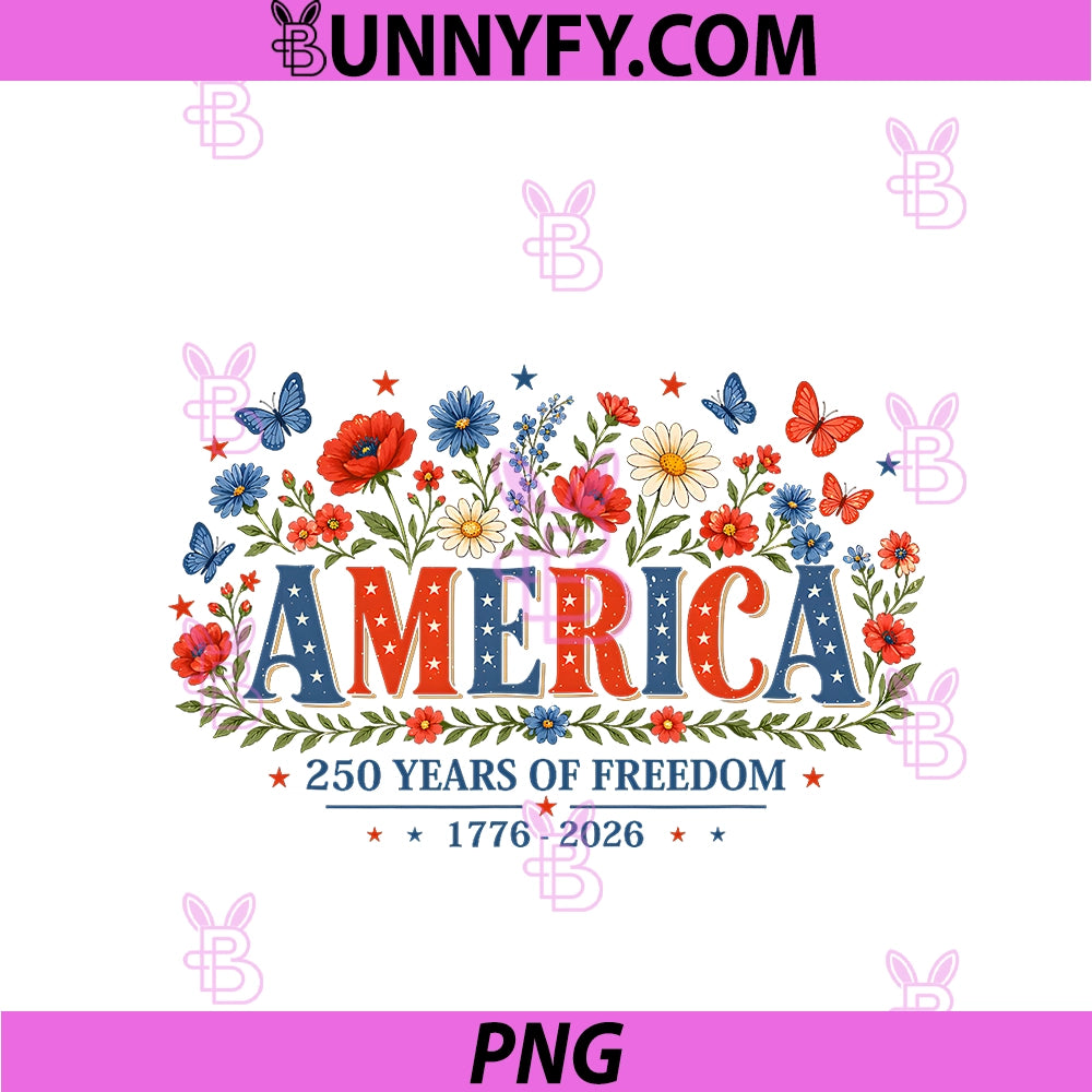 250 Years America Anniversary Flowers USA PNG, 250th Birthday PNG