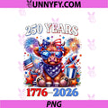 250 Years America Anniversary Highland Cow PNG, Firework USA Flag PNG