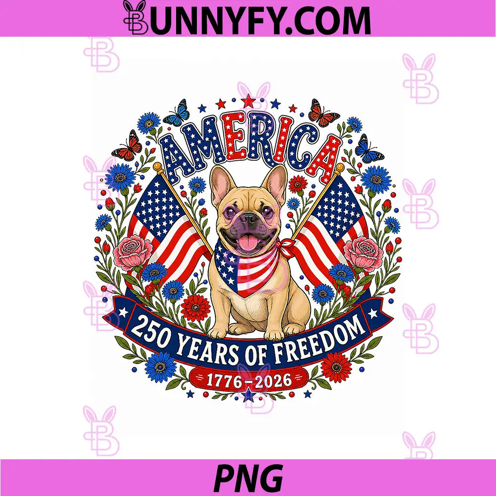 250 Years America French Bulldog PNG, Patriotic USA 4th of July PNG