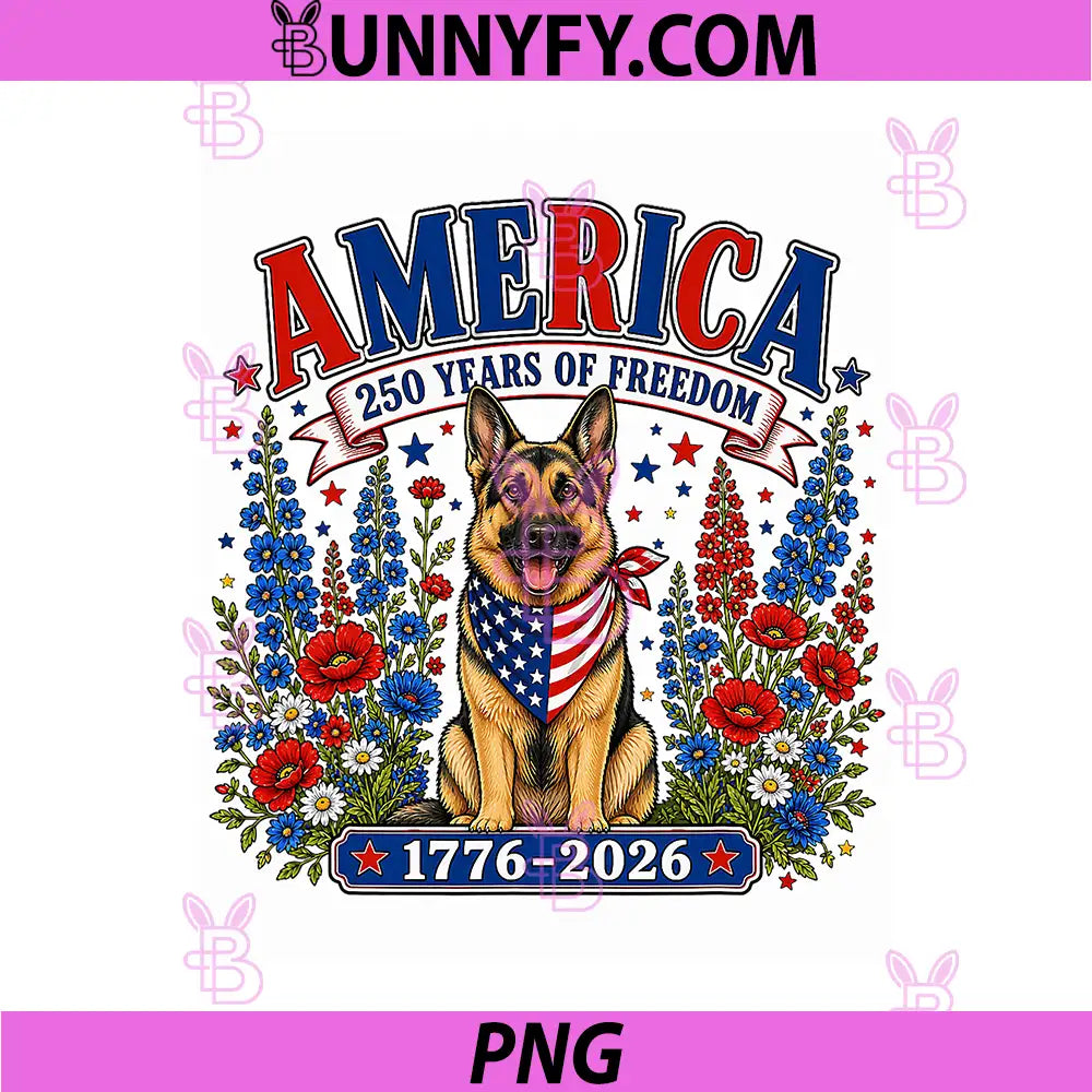 250 Years America German PNG, Shepherd Patriotic USA 4th of July PNG
