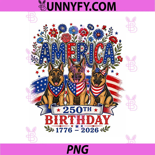250 Years America German Shepherd PNG, Patriotic USA 4th of July PNG