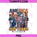 250 Years America PNG, Anniversary 250th Trump Washington Vintage PNG