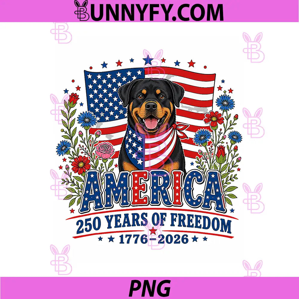 250 Years America Rottweiler Patriotic PNG, USA 4th of July PNG