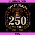 250 Years American 1776 2026 PNG, 250th 4th July Independence Day PNG
