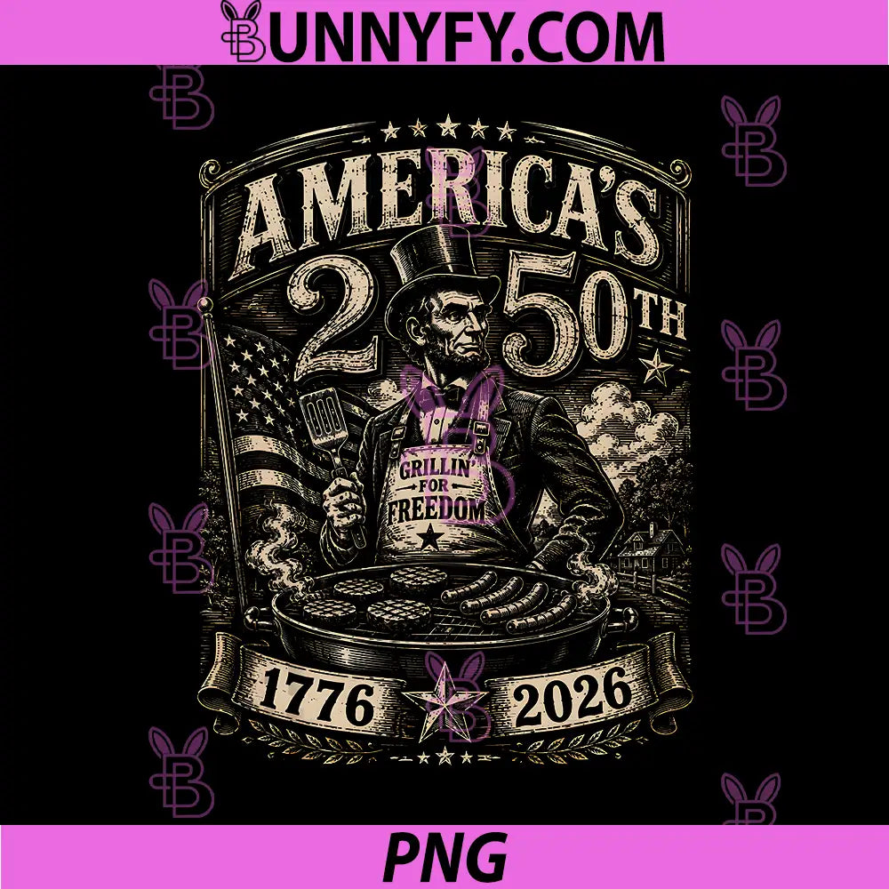250 Years American 1776 2026 PNG, 250th 4th July Lincoln BBQ Gril PNG