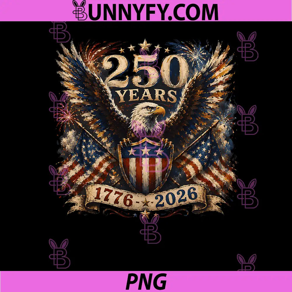 250 Years American 1776 2026 PNG, 250th 4th July Patriotic Eagle PNG