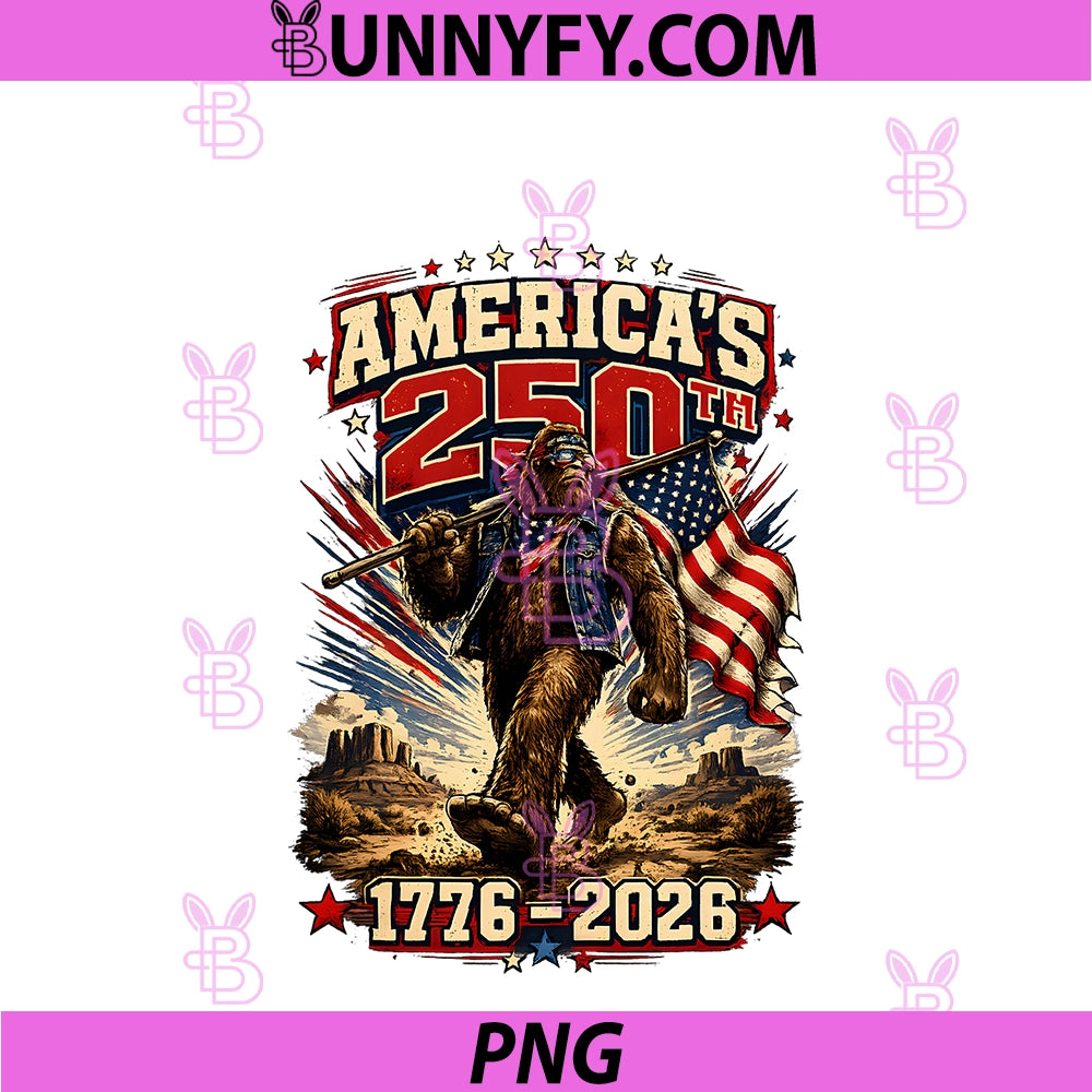 250 Years American 1776 2026 250th PNG, 4th July Bigfoot Rider PNG