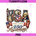250 Years American 250th Anniversary USA PNG, Patriotic 4th July PNG