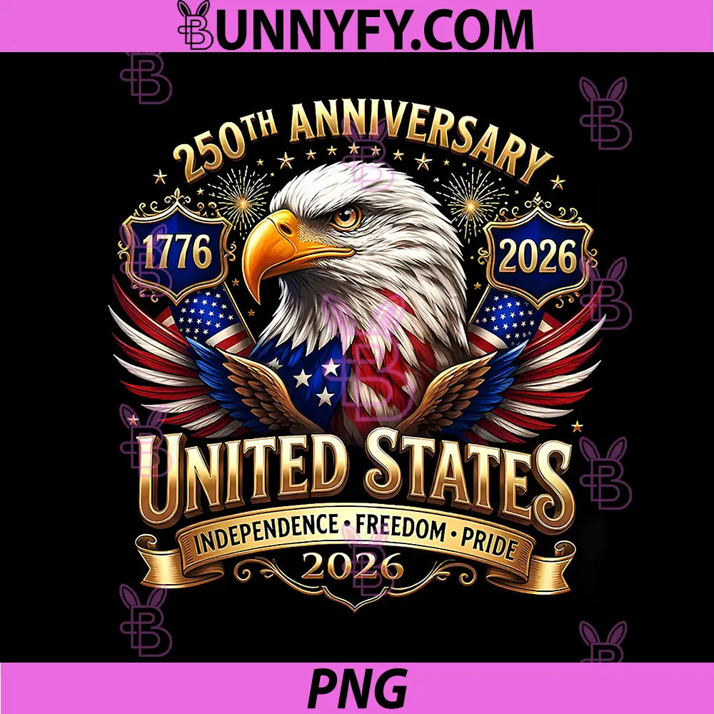250 Years American Anniversary PNG, 1776-2026 USA Flag 4th July PNG