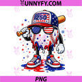 250 Years Baseball Drip Ice PNG, Cream 4th of July American PNG