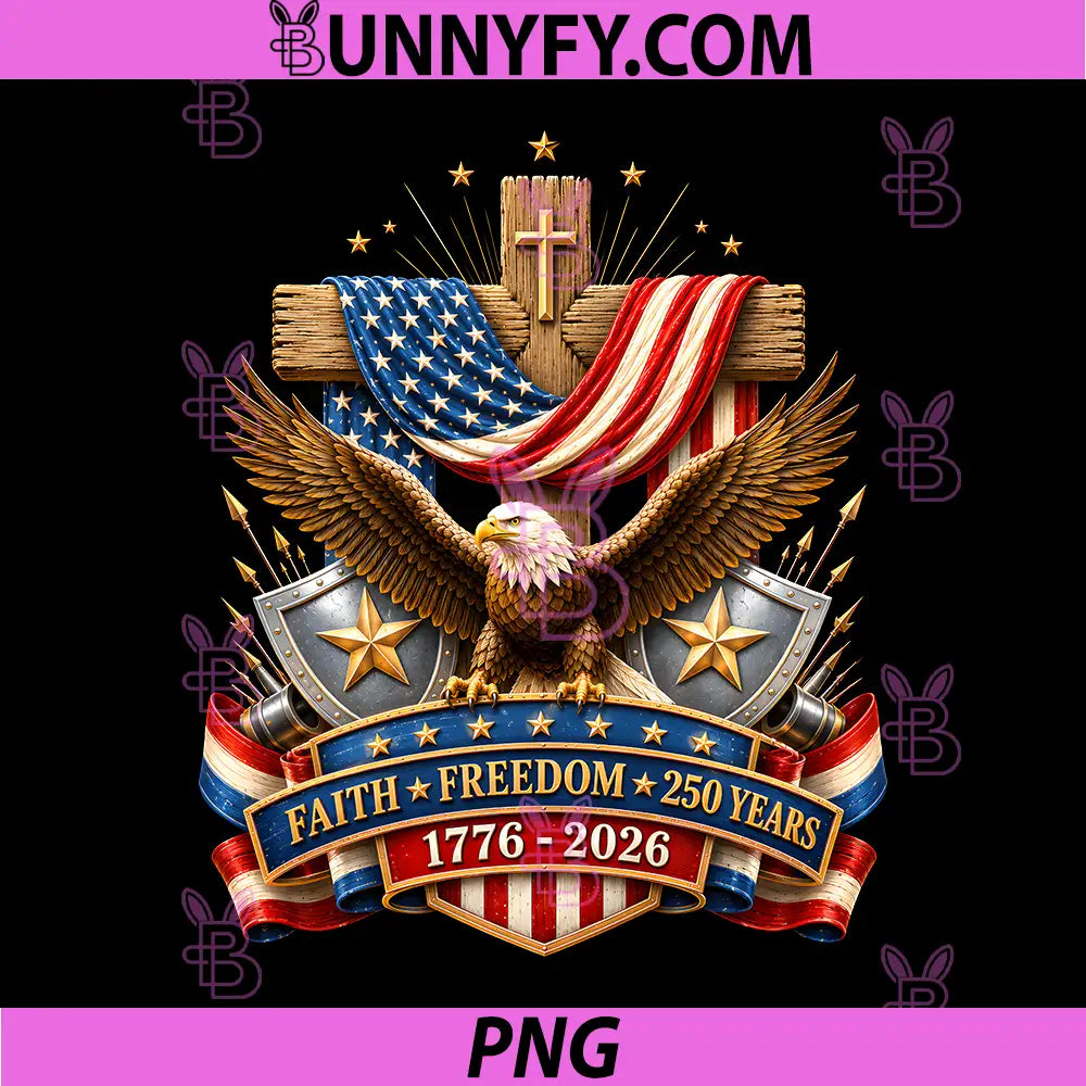 250 Years Faith Freedom Legacy PNG, Eagle 250th Anniversary USA PNG
