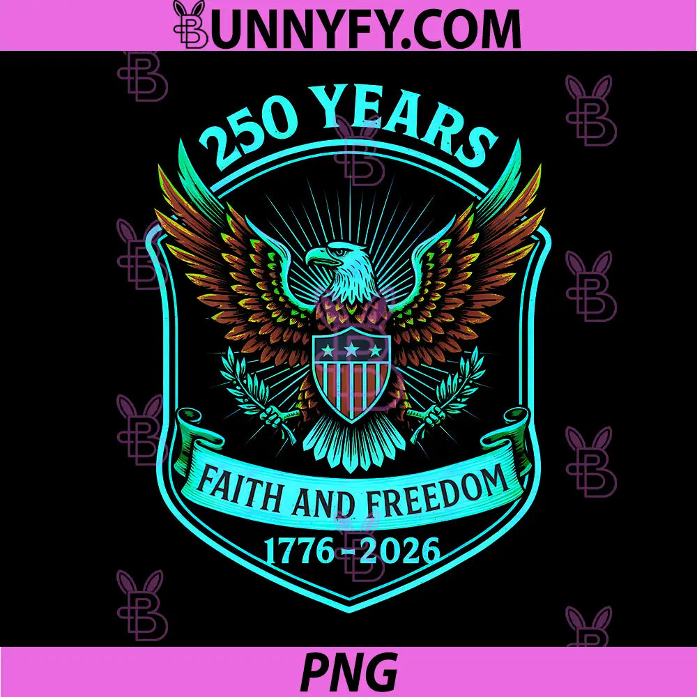 250 Years Faith Freedom Legacy PNG, Eagle 250th Anniversary USA PNG