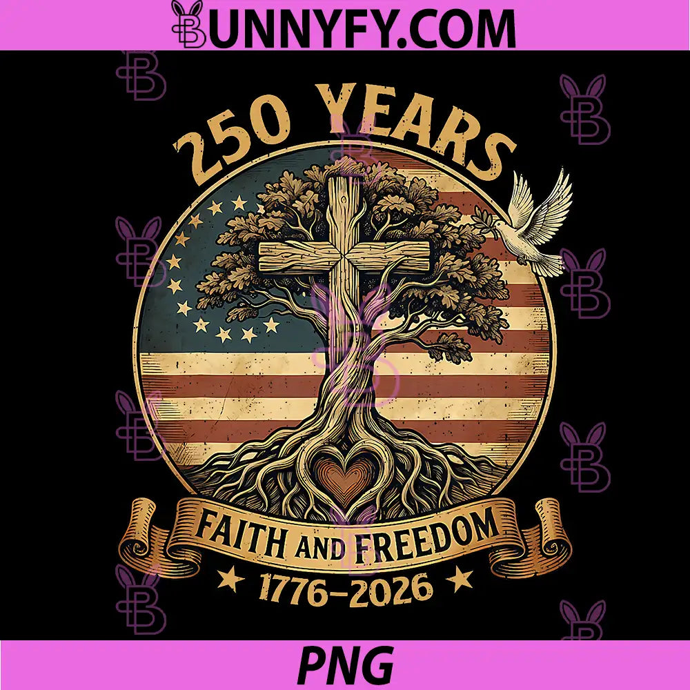 250 Years Faith and Freedom PNG, Christian USA 250th Anniversary PNG