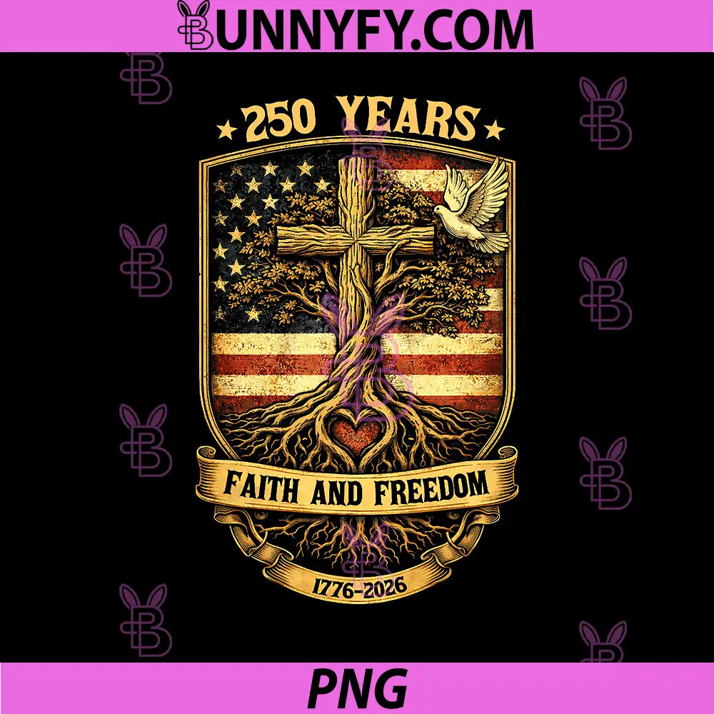 250 Years Faith and Freedom PNG, Christian USA 250th Anniversary PNG