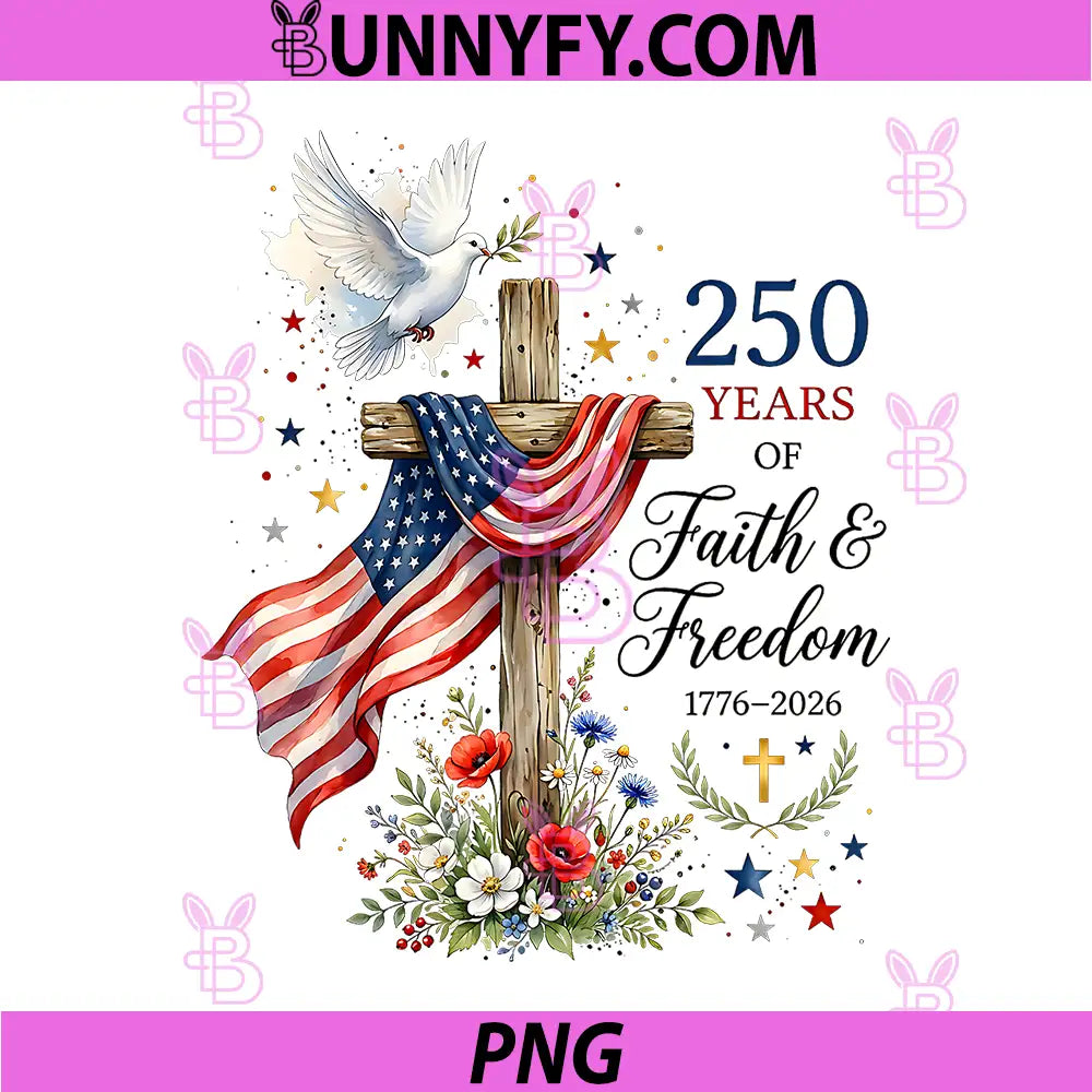 250 Years Faith and Freedom PNG, Christian USA 250th Anniversary PNG