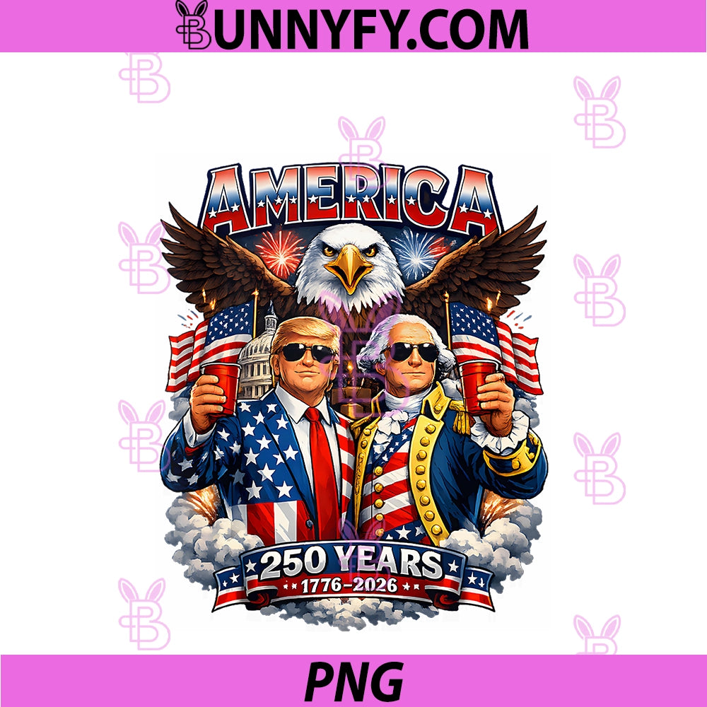 250 Years Of America's Anniversary PNG, Trump And Washington PNG