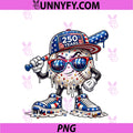 250 Years Of Freedom Boys Girls PNG, Baseball Ice Cream Drip 4th PNG