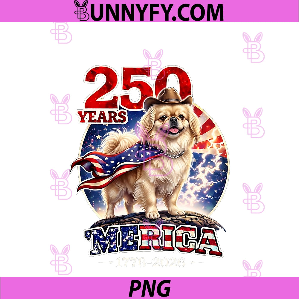 250 Years Of Freedom PNG, Pekingese Dog 1776-2026 4th Of July PNG