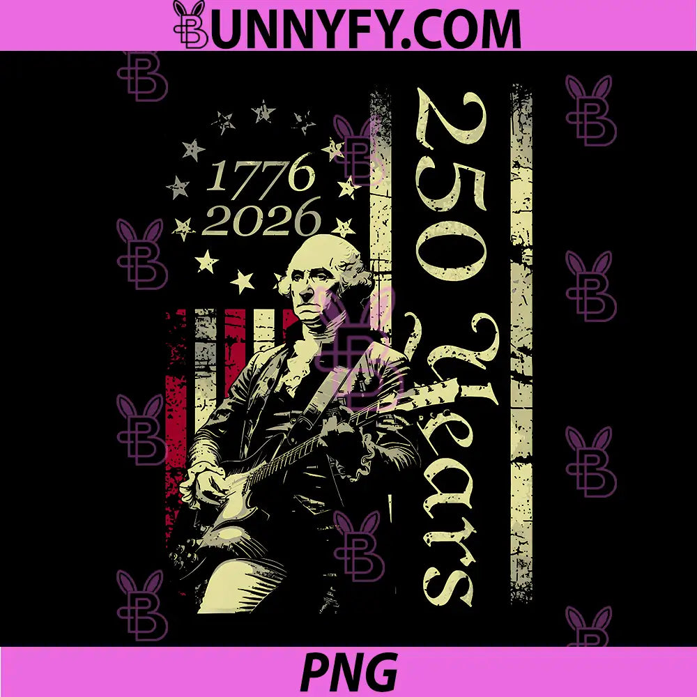 250 Years Patriot Guitar PNG, American Flag 4th of July 1776 2026 PNG