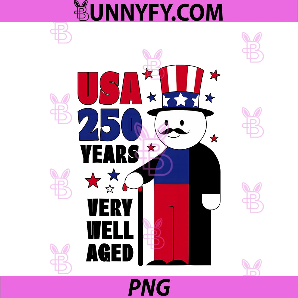 250 Years USA PNG, 4th Of July 250th Anniversary America Funny PNG