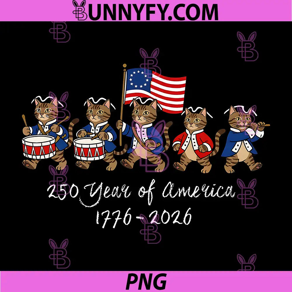 250 Years of America Cats PNG, Patriotic Cat Lover PNG