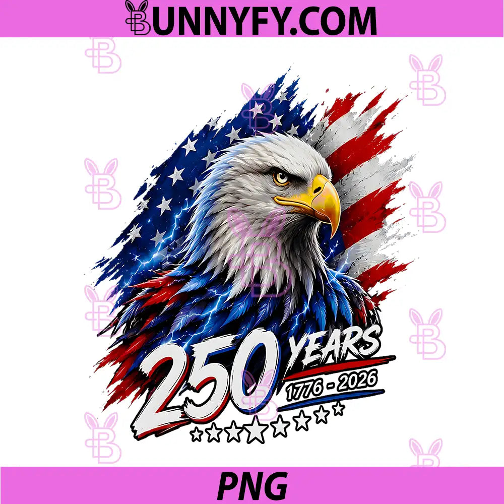 250 Years of American Freedom PNG, Patriotic Eagle 1776-2026 USA PNG