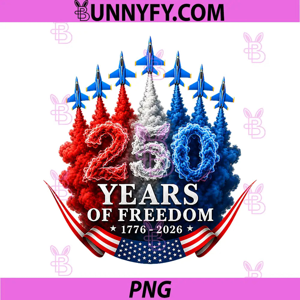 250 Years of Freedom 1776 2026 PNG, Patriotic Air Show Jet Design PNG