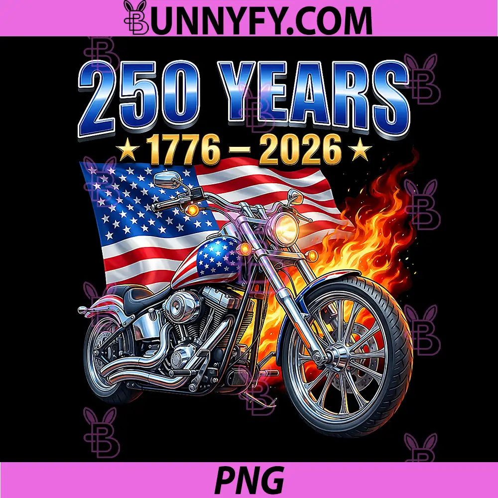 250 Years of Freedom 1776 PNG, US Flag Motorcycle Patriotic PNG