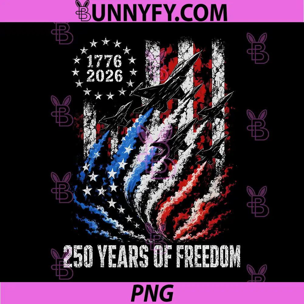 250 Years of Freedom PNG, Fighter Jets USA Flag 1776 2026 PNG