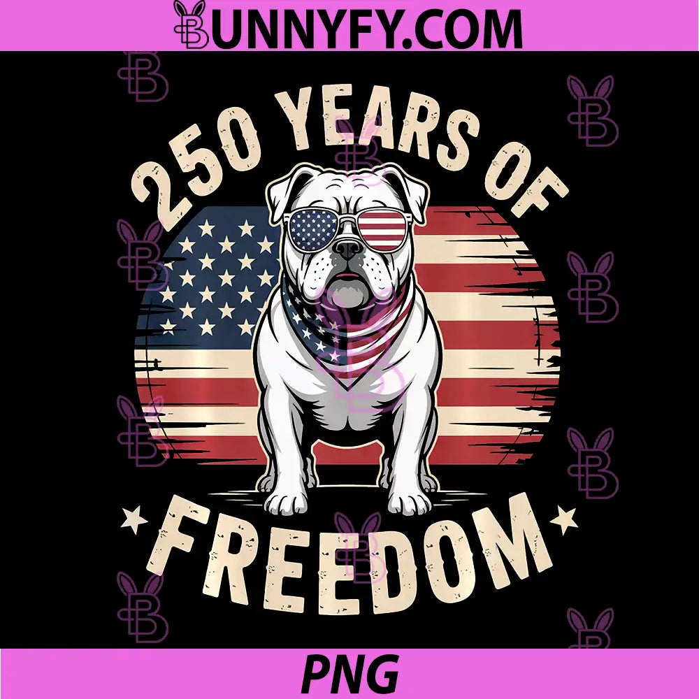 250 Years of Freedom USA Bulldog PNG, Patriotic Design Performance PNG