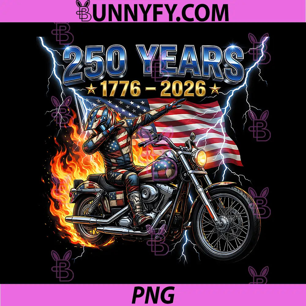 250th Anniversary America Flag PNG, Dabbing Motorcycle Biker PNG