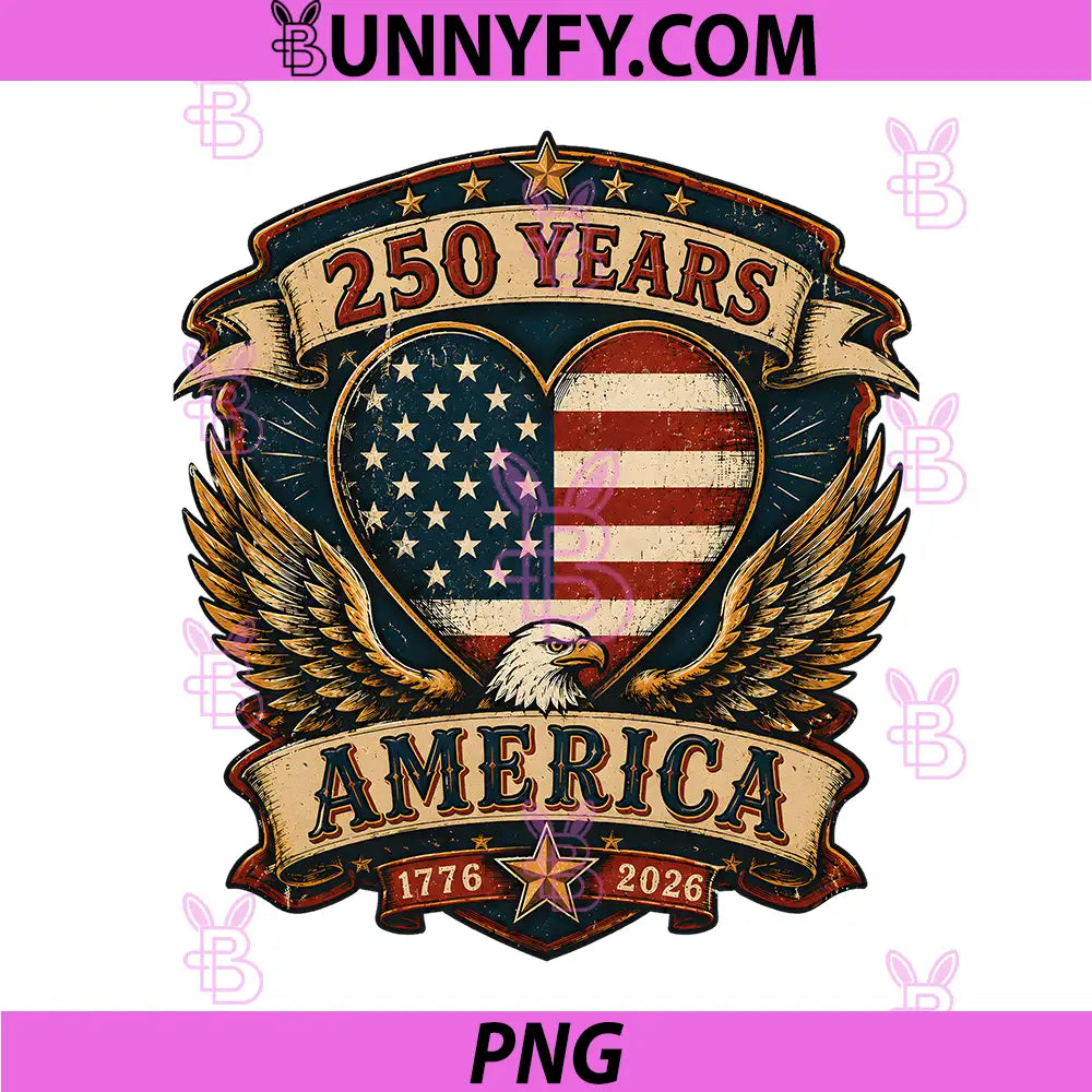 250th Anniversary America Flag PNG, Heart 250 Year PNG