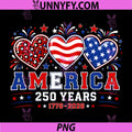 250th Anniversary America Flag PNG, Heart 250 Year PNG