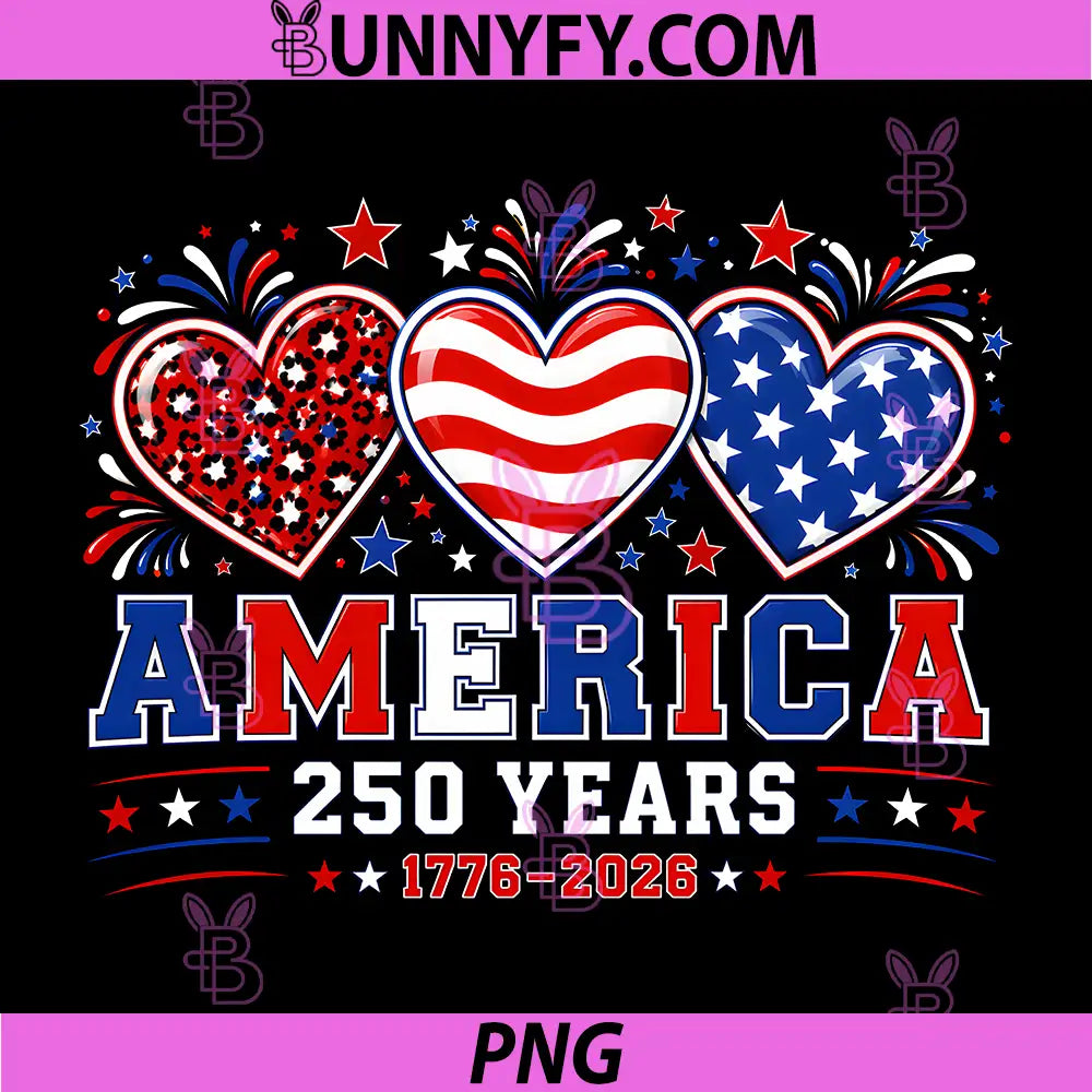 250th Anniversary America Flag PNG, Heart 250 Year PNG