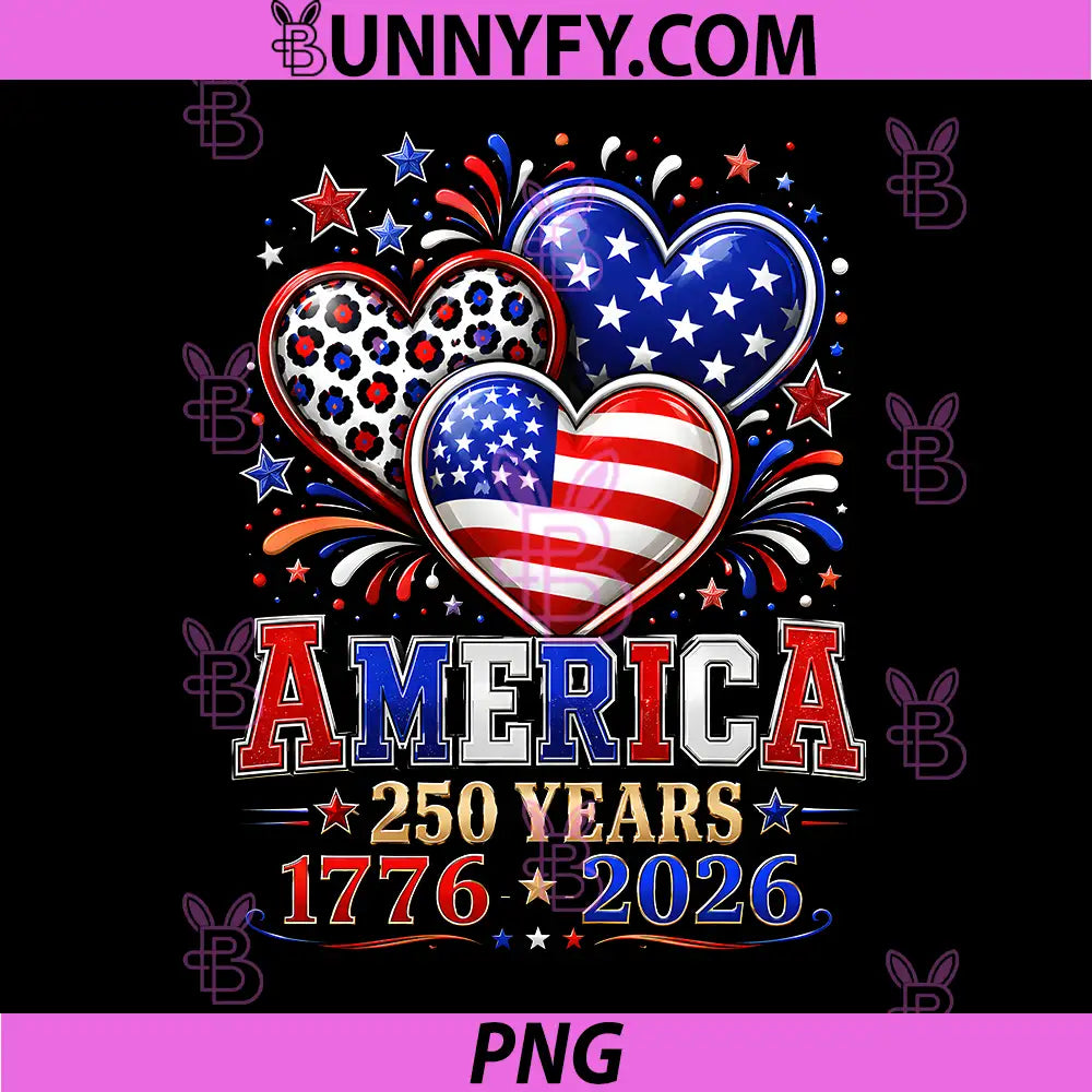 250th Anniversary America Flag PNG, Heart 250 Year PNG