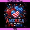 250th Anniversary America Flag PNG, Heart 250 Year PNG