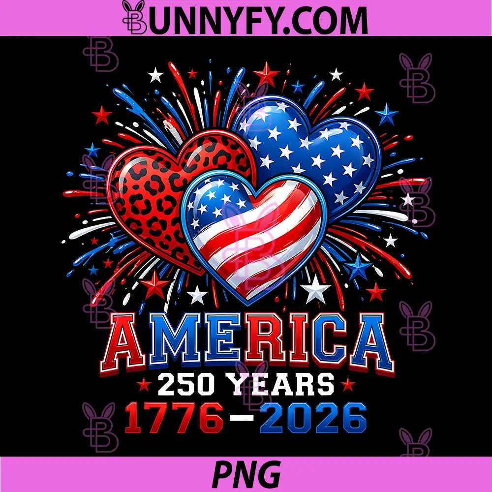 250th Anniversary America Flag PNG, Heart 250 Year PNG