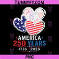 250th Anniversary America Flag PNG, Heart 250 Year PNG