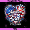 250th Anniversary America Flag PNG, Heart 250 Year PNG