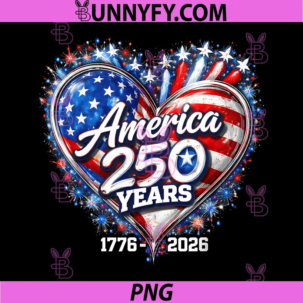 250th Anniversary America Flag PNG, Heart 250 Year PNG